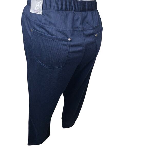 Catherines Navy Pull-On Pants 1X Plus Size Stretch Cropped Comfort Casual - Picture 3 of 8